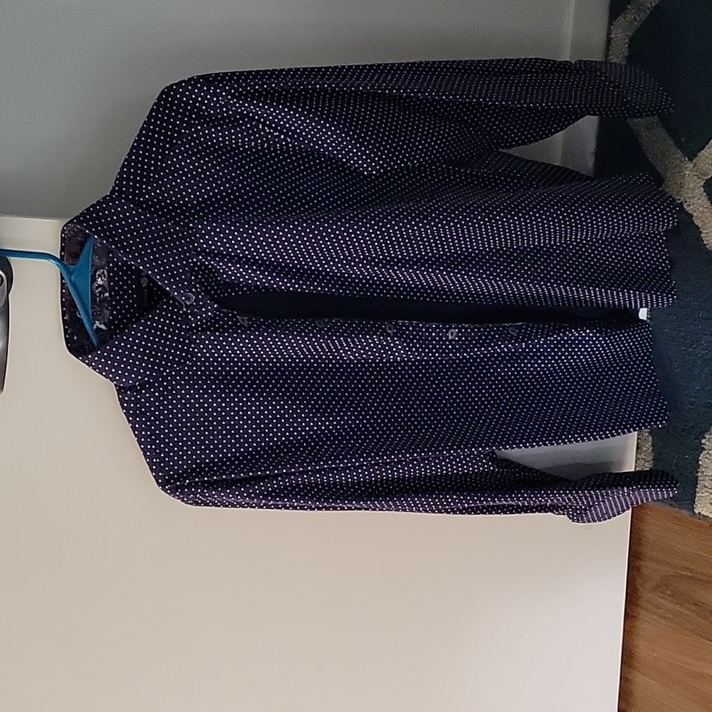 Stone Rose button down, lg, navy and white